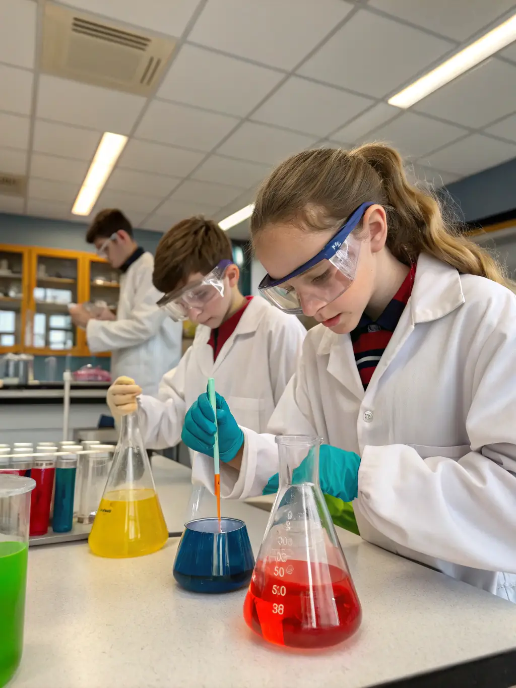 A vibrant image depicting a group of students enthusiastically participating in a science experiment, showcasing the 'Science' category on PembayaranICU.