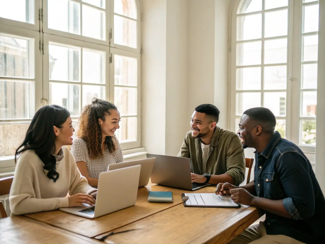 An image depicting a group of people collaborating and discussing ideas, symbolizing the collaborative learning environment fostered by PembayaranICU.